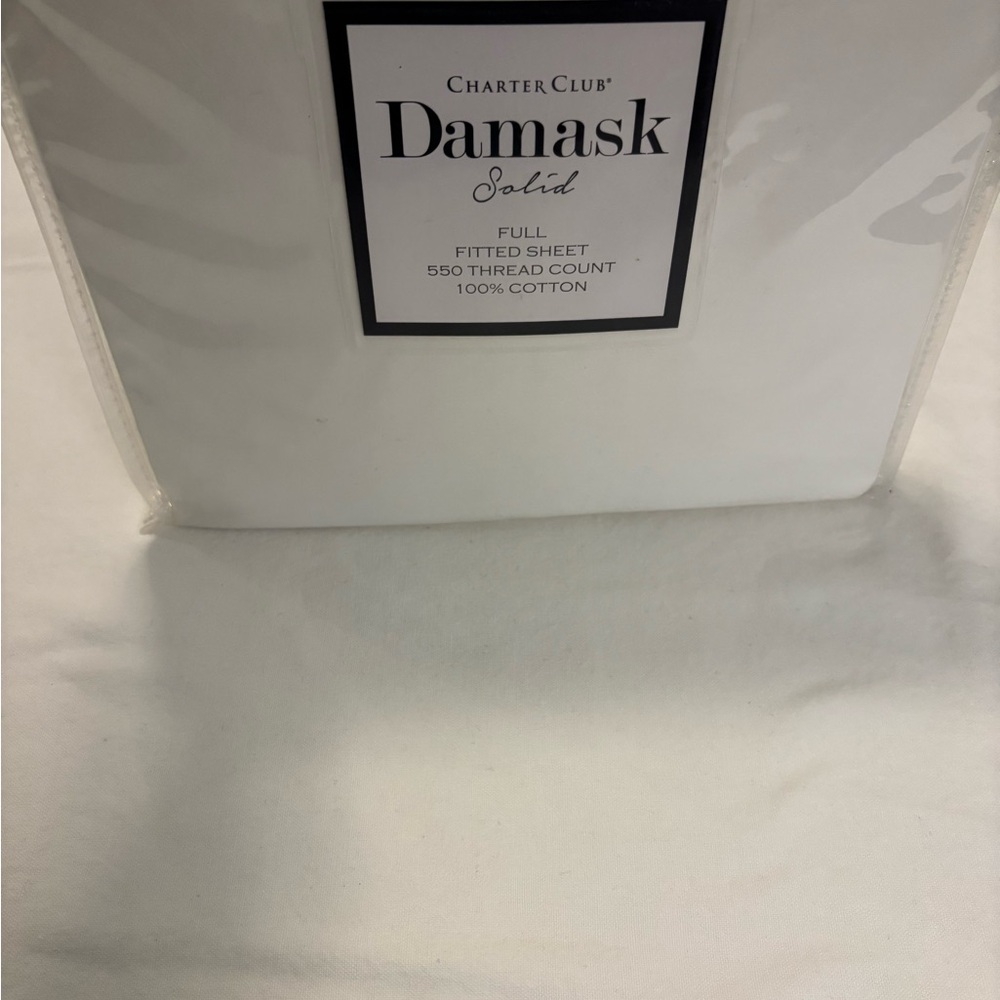 Charter Club Cream Damask Fitted Sheet